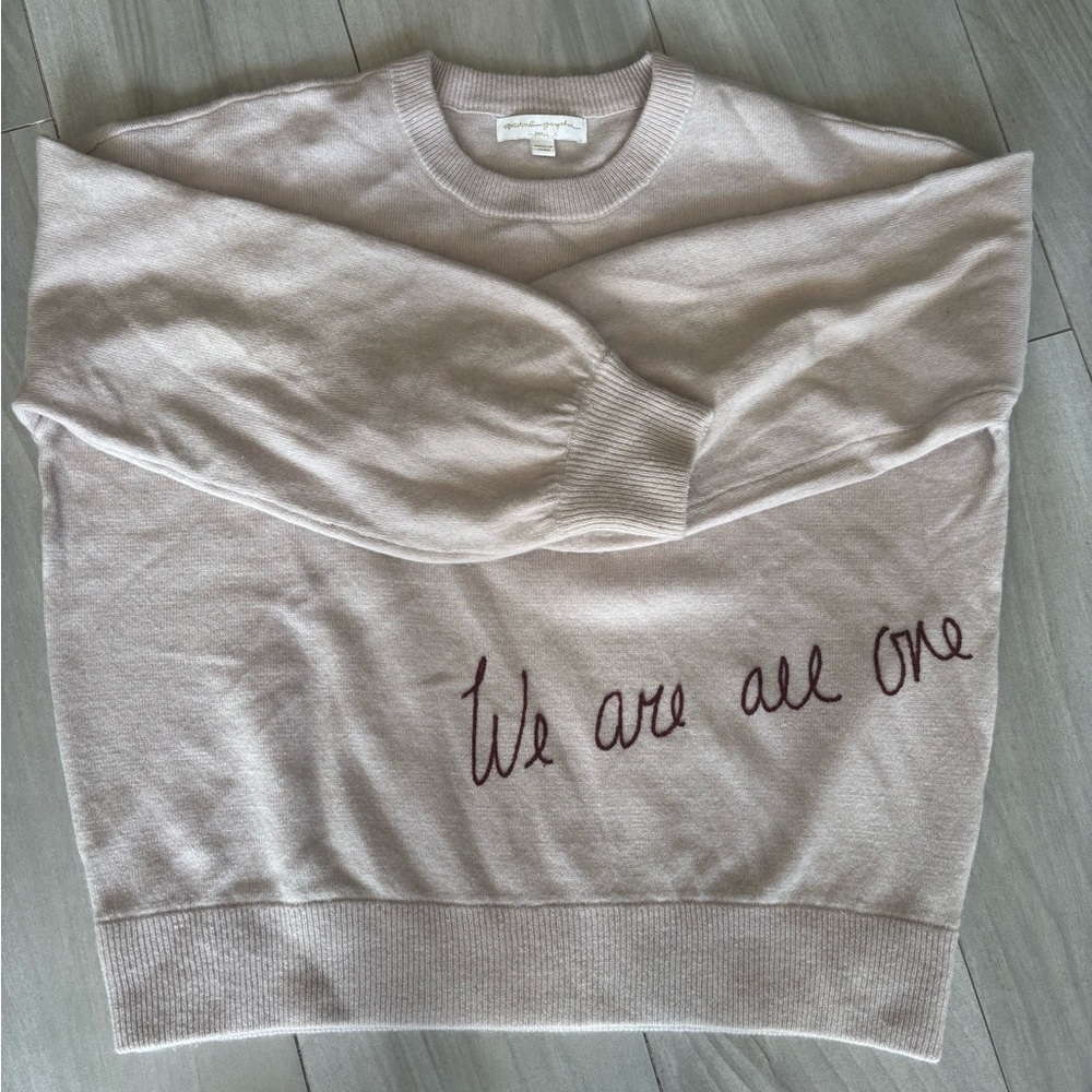 Spiritual Gangster Sweater with Embroidered Text - cashmere